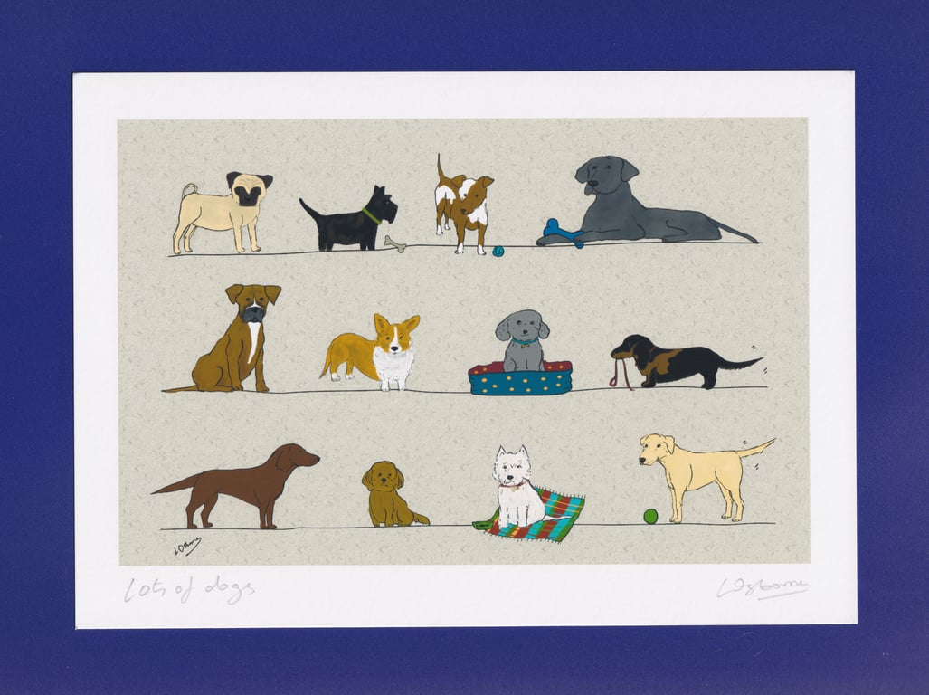 Lots of dogs - A5 print of these delightful pets