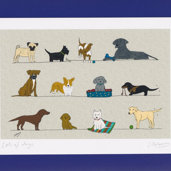 Lots of dogs - A5 print of these delightful pets