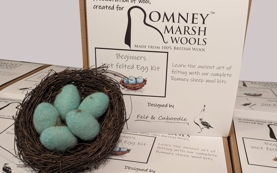 wet felted Egg with nest make it kit