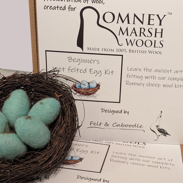 wet felted Egg with nest make it kit