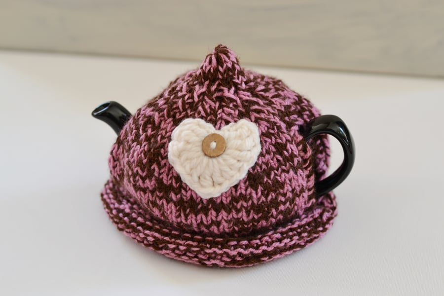 Tea Cozy 1-2 Cup Heart Hand Knitted Love 