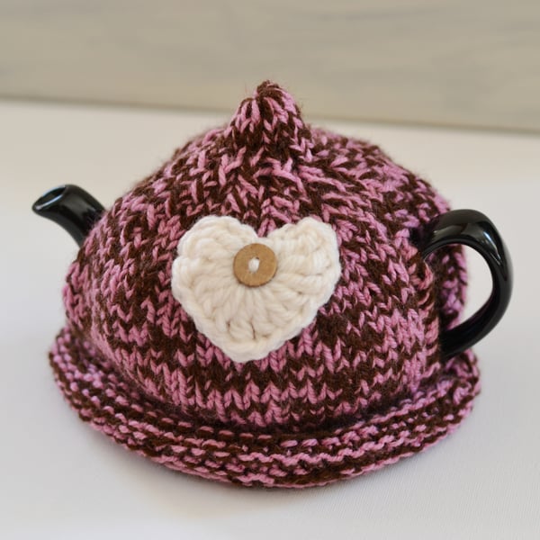 Tea Cozy 1-2 Cup Heart Hand Knitted Love 