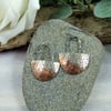 Earrings, Sterling Silver and Copper Half Circle Dropper Earrings