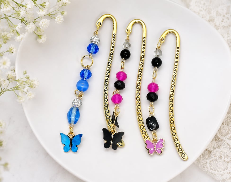Beaded Bookmarks with Butterfly Charms