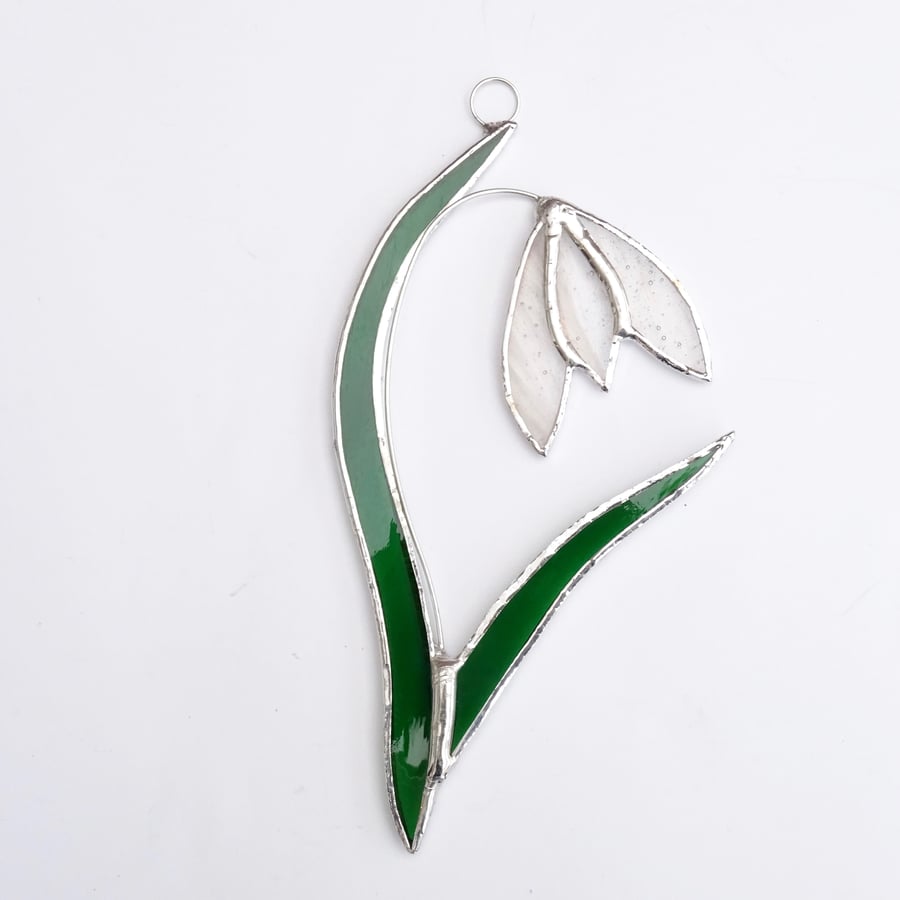 Stained Glass Snowdrop Suncatcher - Handmade Hanging Decoration