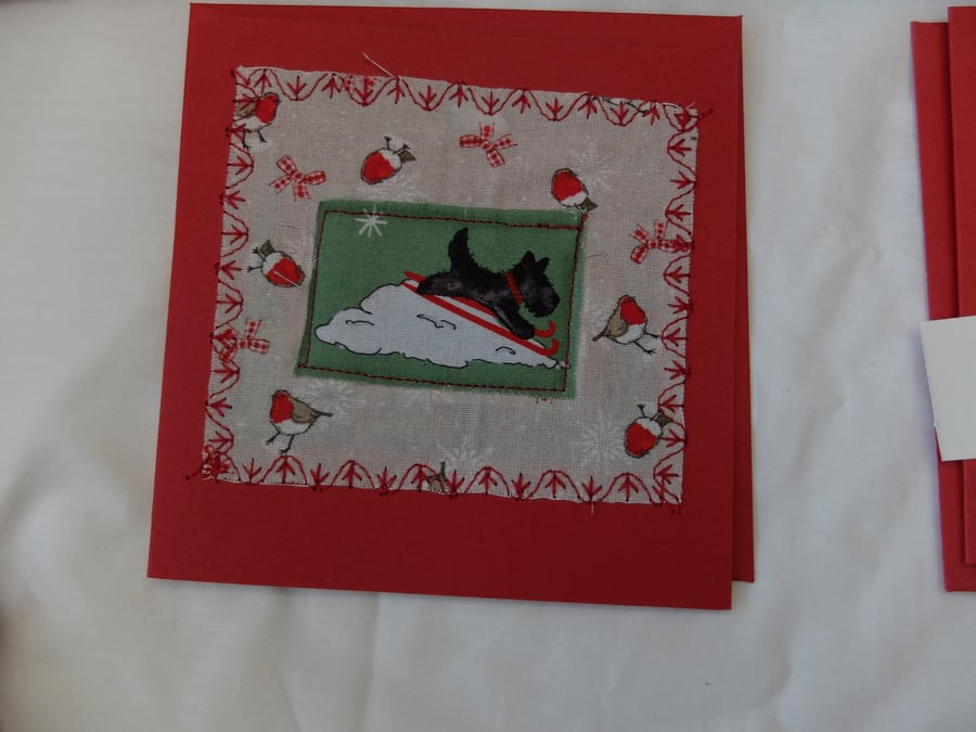 Christmas card with Scottie dogs, assorted designs