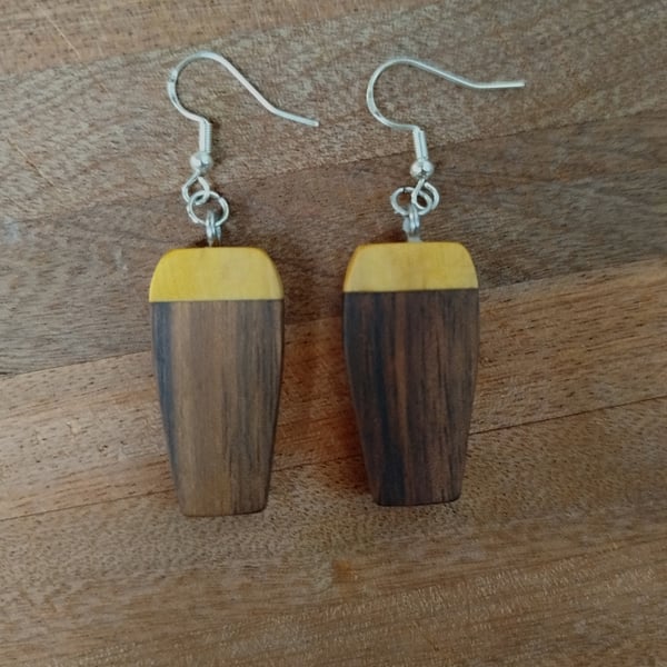 Handmade Wooden Pint Earrings - Irish Stout Style in Walnut and Boxwood