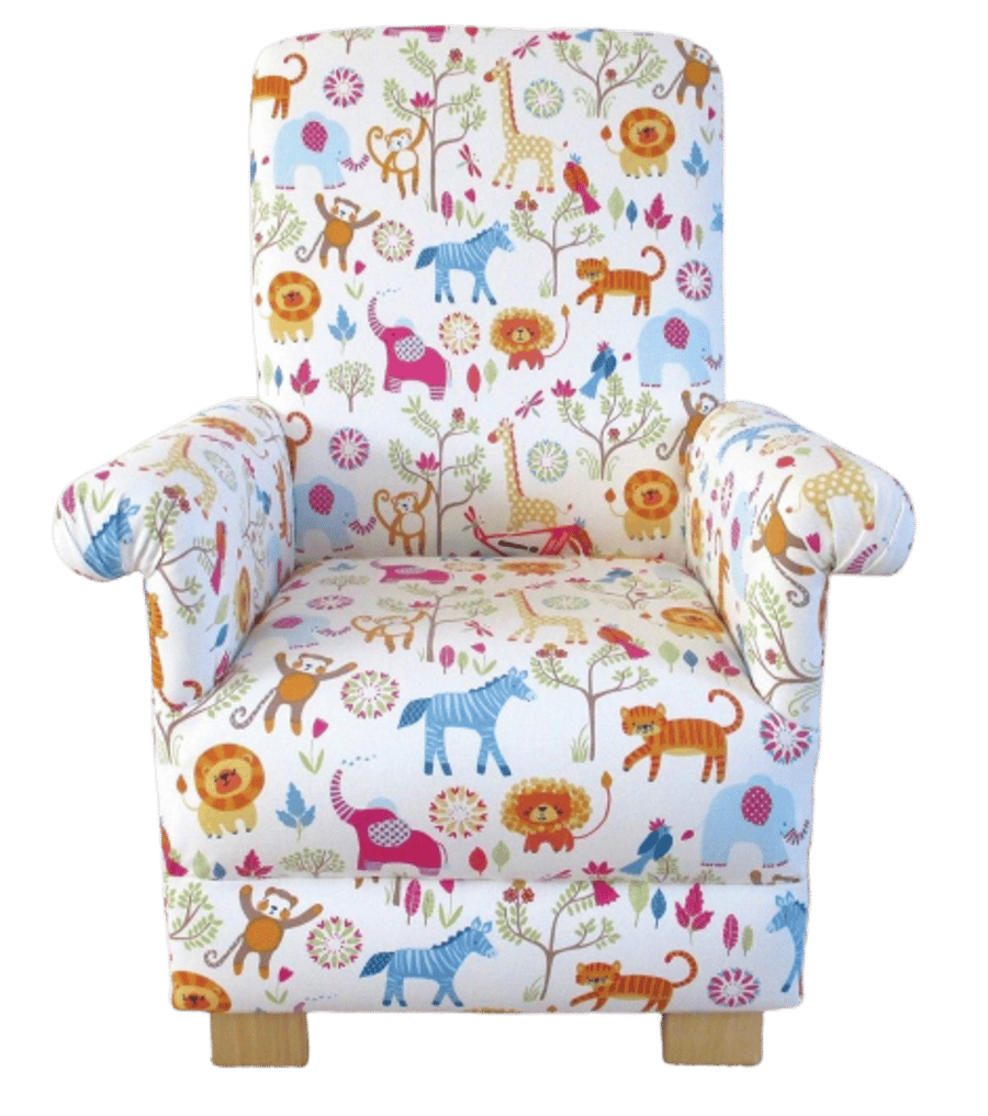 Kids Armchair Prestigious Jungle Boogie Fabric Child's Chair Animals Lions Tiger