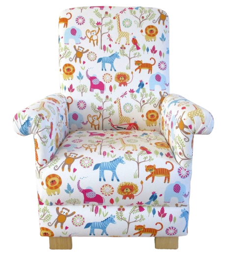 Kids Armchair Prestigious Jungle Boogie Fabric Child's Chair Animals Lions Tiger
