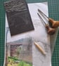 'Ironbridge'. An original handprinted linoprint of Ironbridge in Shropshire. - Image 6