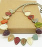 Czech Glass Necklace, Leaf Necklace, Multicoloured Necklace, Unique Necklace,