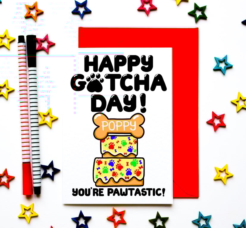 Personalized Gotcha Day Card to the Dog, Dog Adoption, Dog Rescue, New Dog