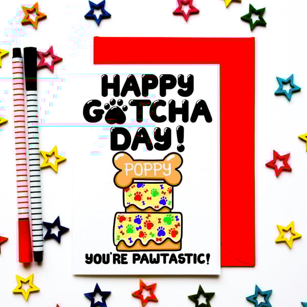 Personalized Gotcha Day Card to the Dog, Dog Adoption, Dog Rescue, New Dog