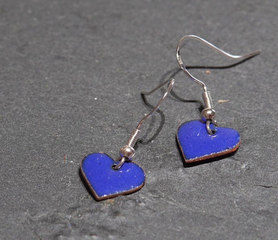 Heart shaped enamel earrings