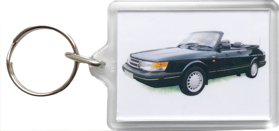 Saab 900 Convertible 1992 - Keyring with 50x35mm Insert 