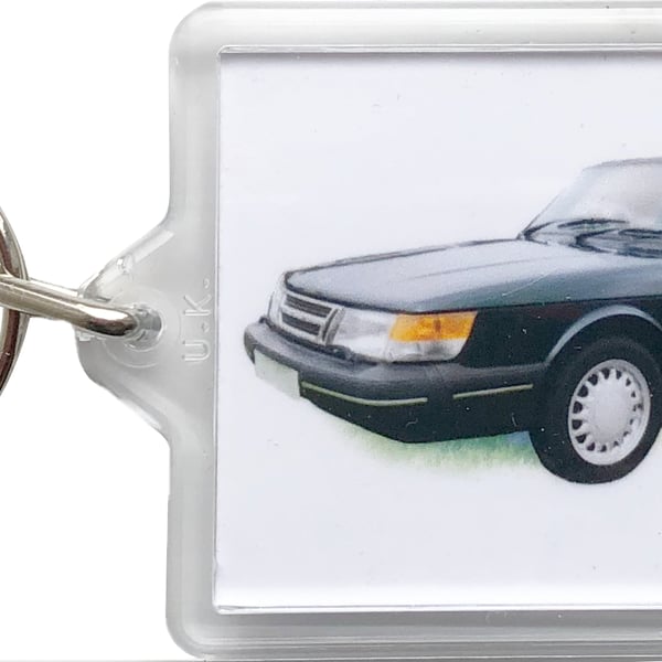 Saab 900 Convertible 1992 - Keyring with 50x35mm Insert 