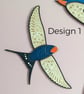 Flying Wooden Wall Hanging Barn Swallows - Hand Painted  - Image 3