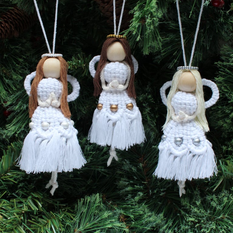 Christmas Angel, macrame hanging angel, tree decoration