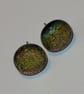 Orange-Red Dichroic Glass Earrings on Sterling Silver Studs - 2103 - Image 6