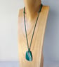 Teal Glass Pebble adjustable pendant necklace - Image 4
