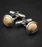Picture jasper and stainless steel cuff links, Pisces, Aries gift
