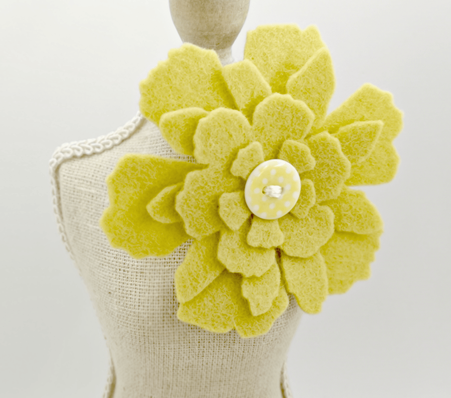 Wool Layered Yellow-Green Felt Brooch