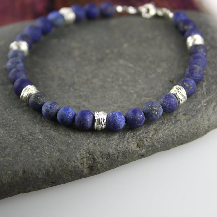 Lapis lazuli and silver bracelet