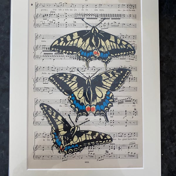 Swallowtail in flight - Handmade Limited Edition Lino Print 
