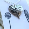 A Piece Of My Heart Has Wings Pendant On 925 Sterling Silver Chain 