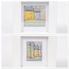 Fabric pictures - Beautiful Bundle - set of 2 small framed, 3d fabric pictures