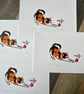 Mounted Christmas cat with bauble reduction lino print  - Image 2