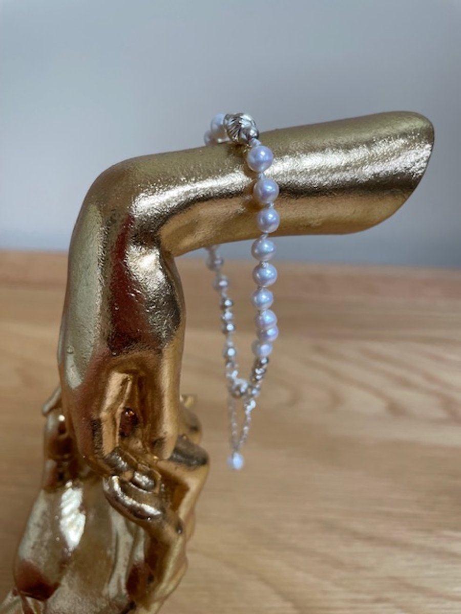 Handmade pearl and sterling silver bracelet