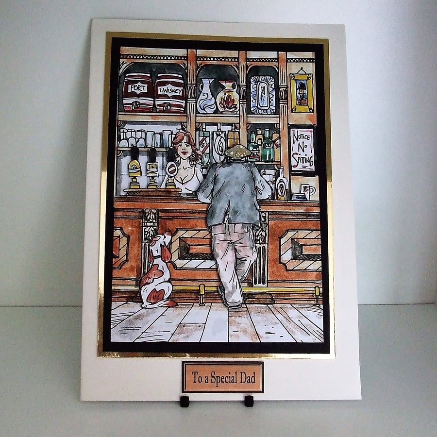 Handmade card for Dad, A Quiet Pint