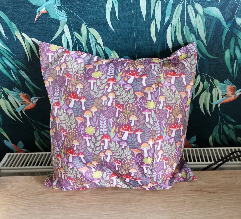 Handmade 12"x12" Fabric Square Mushroom Cover and Cushion - Autumn Decor 