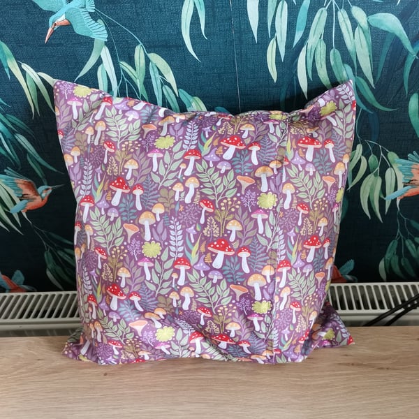 Handmade 12"x12" Fabric Square Mushroom Cover and Cushion - Autumn Decor 
