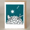 StarGazey Christmas Card - Original Hand Printed LinoCut Card