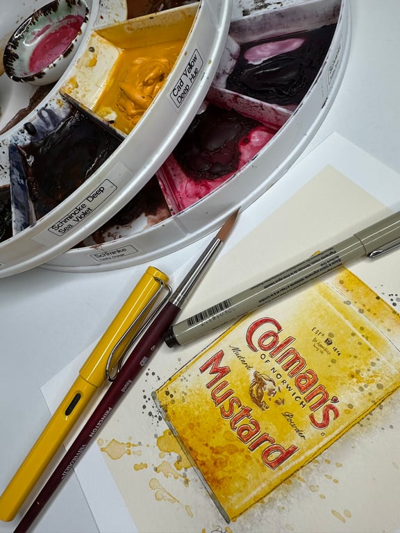 Watercolour Signed Art Print - Colmans Mustard Tin