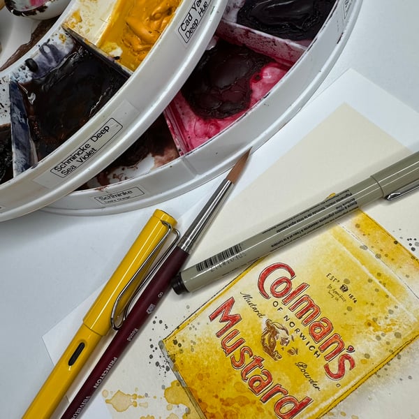 Watercolour Signed Art Print - Colmans Mustard Tin