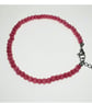 Red Cat's Eye Beaded Bracelet: Adjustable Silver Tone Chain
