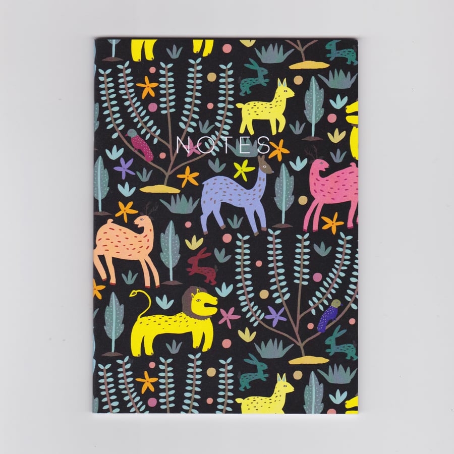 A6 Mini Notebook - The Lion and the Hare - a Folk Art Inspired Pattern