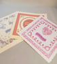 Birthday Cards, Set of 3, Embroidered and with Beads