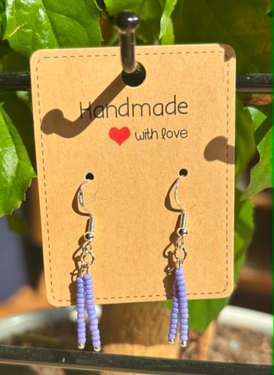 Handmade 925 Silver-Plated Hook Earrings with Bead Dangles