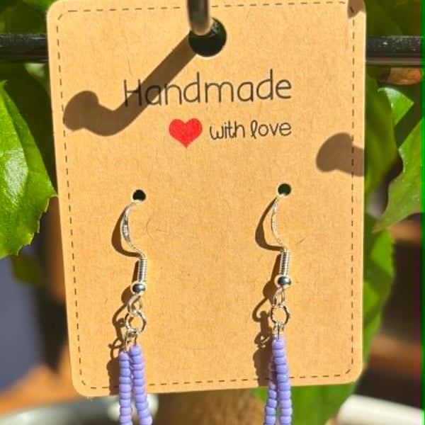 Handmade 925 Silver-Plated Hook Earrings with Bead Dangles