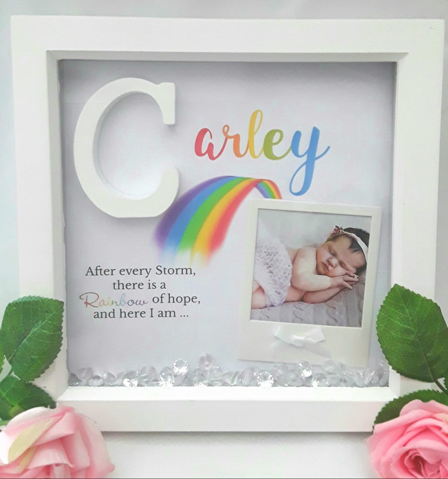 23cm Personalised Rainbow Baby Frame,nursery decor,baby keepsake frame,new baby 
