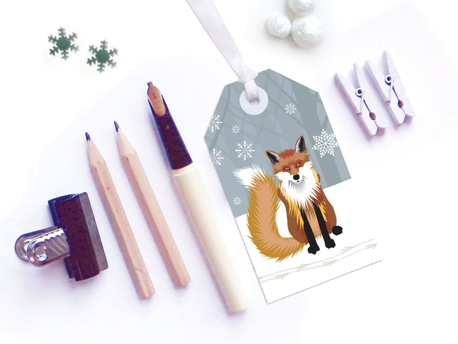 Winter Fox Christmas Gift Tags - Eco Friendly, Compostable
