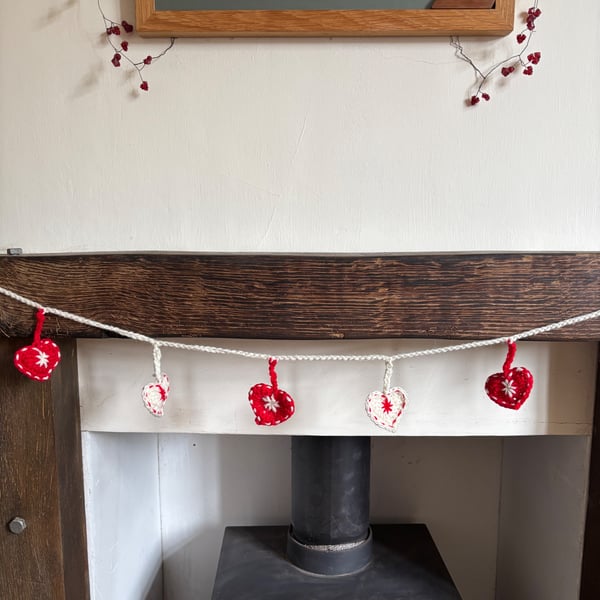 Christmas heart bunting or garland