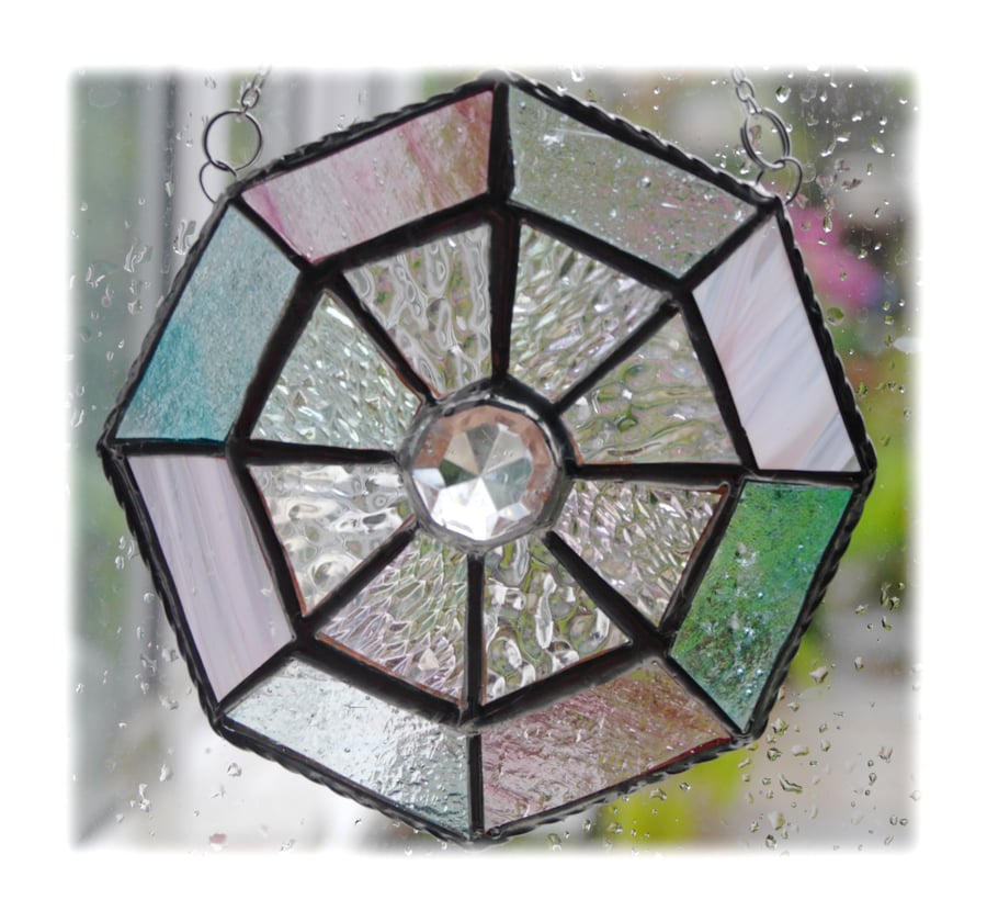 Octagon Suncatcher Stained Glass Crystal Abstract 007