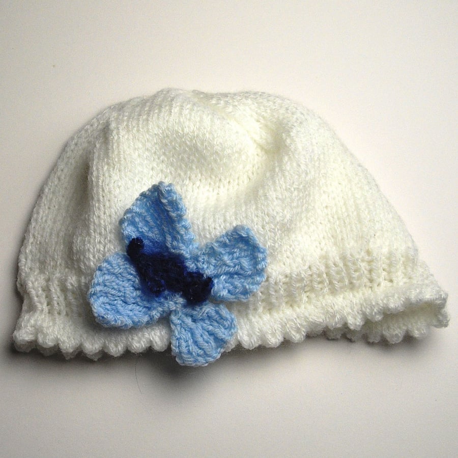 Childs Hand Knitted Butterfly Hat - UK Free Post