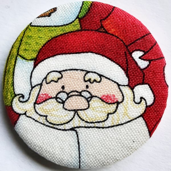 Santa Christmas Badge Textile Badge 45mm