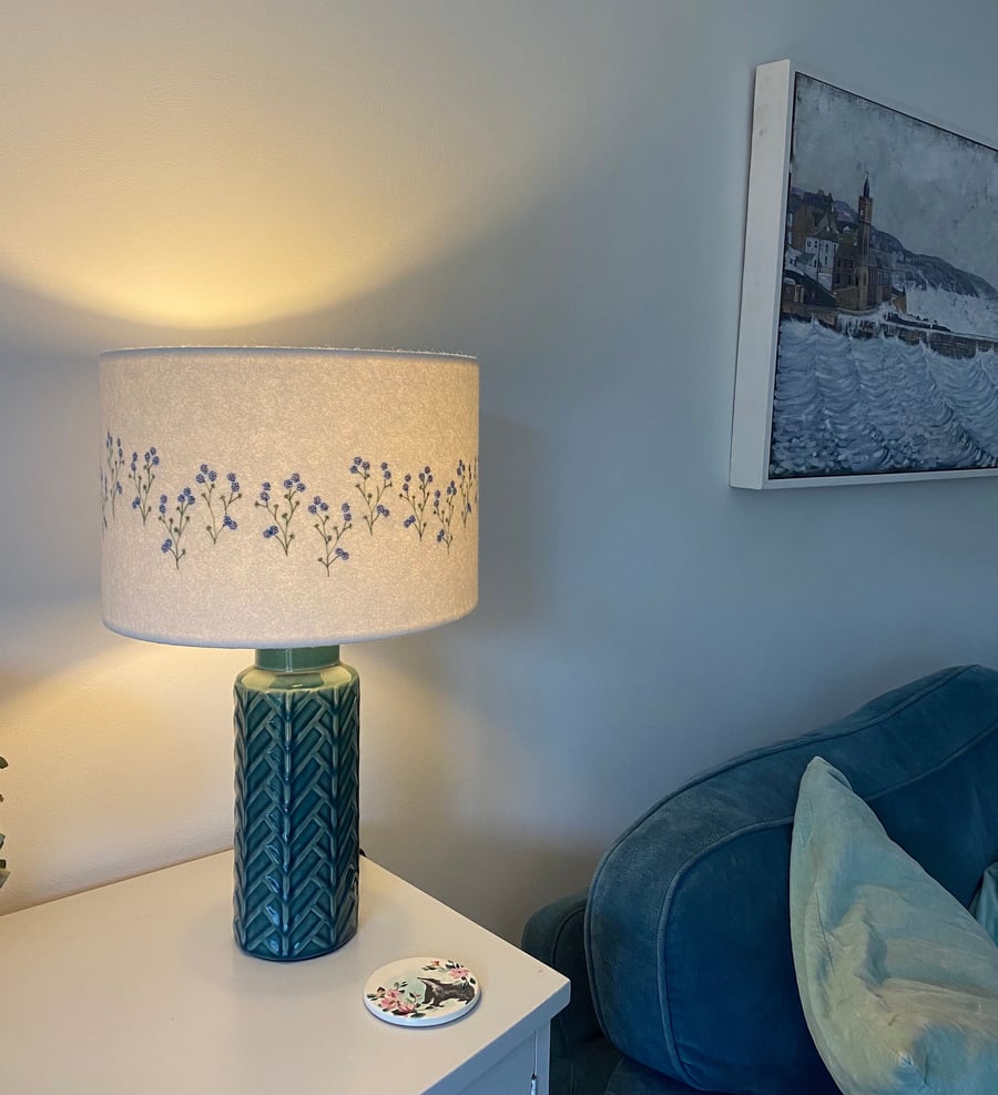 Forget-Me-Not Embroidered Lampshade